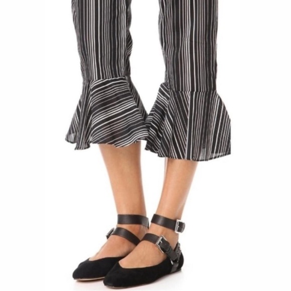 Rebecca Minkoff Vivica Harness Buckle Ballet Flats Black Suede 7.5 - Picture 2 of 10